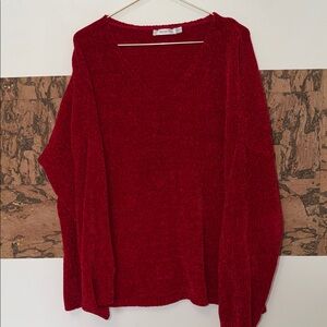 Soft Red V-Neck Sweater 🌹